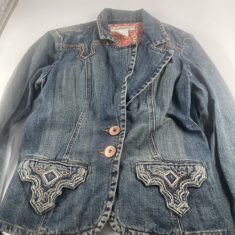 Vintage Z. Cavaricci Blue Denim Jean Jacket M Embroidered Western 90s Cotton
